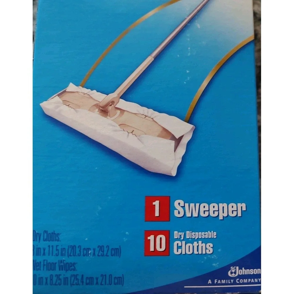 Pledge GRAB IT Sweeper with 10 Dry Cloths and 2 Wet Floor Wipes Unscented NOS